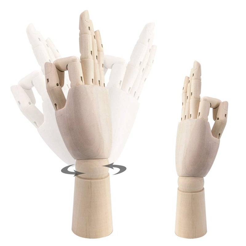 HSOMiD Flexible Wooden Hand Model Moveable Wooden Artists 12 Inches Hand Model for Sketching Drawing Painting Home Office Desk Decoration12 Inch Left and Right Hand 1 Set 12Inch Hands - Image 5